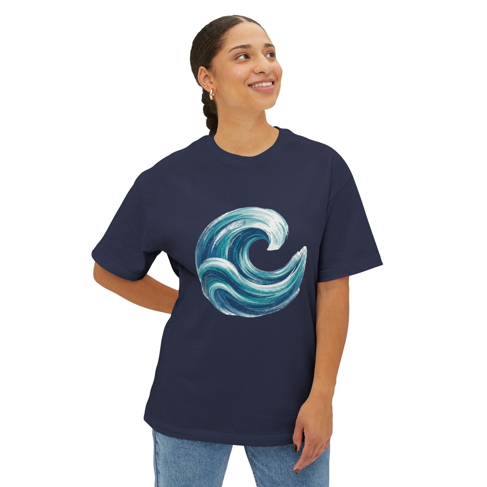 Ocean Wave Graphic Tee – Unisex Oversized Boxy Tee