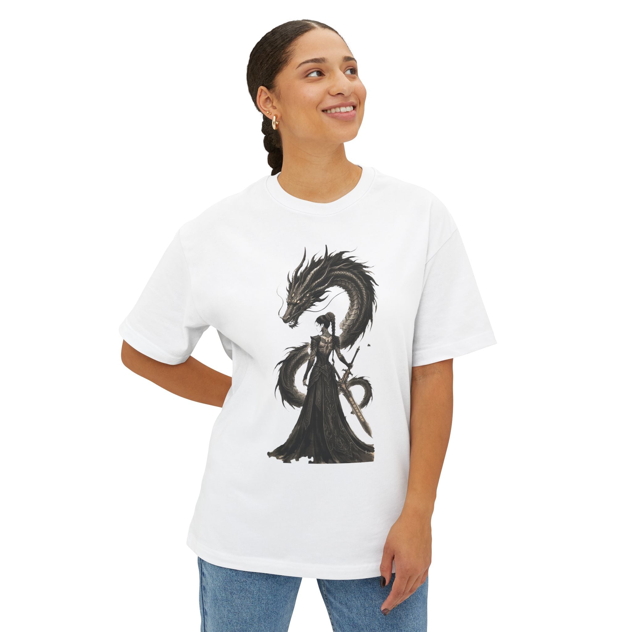 Dragon Empress Graphic Boxy Tee — Oversized Dragon Queen Shirt