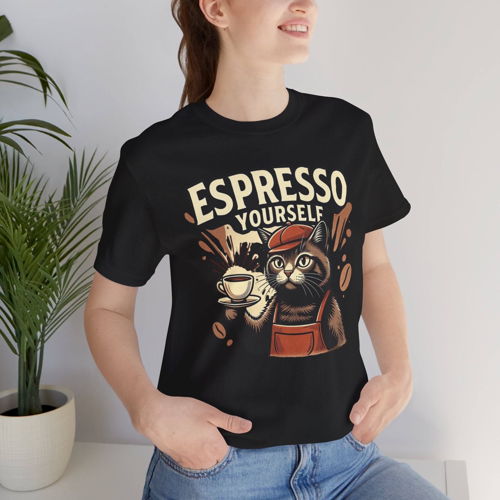 Espresso Yourself Cat T-Shirt — Funny Coffee Lover Tee