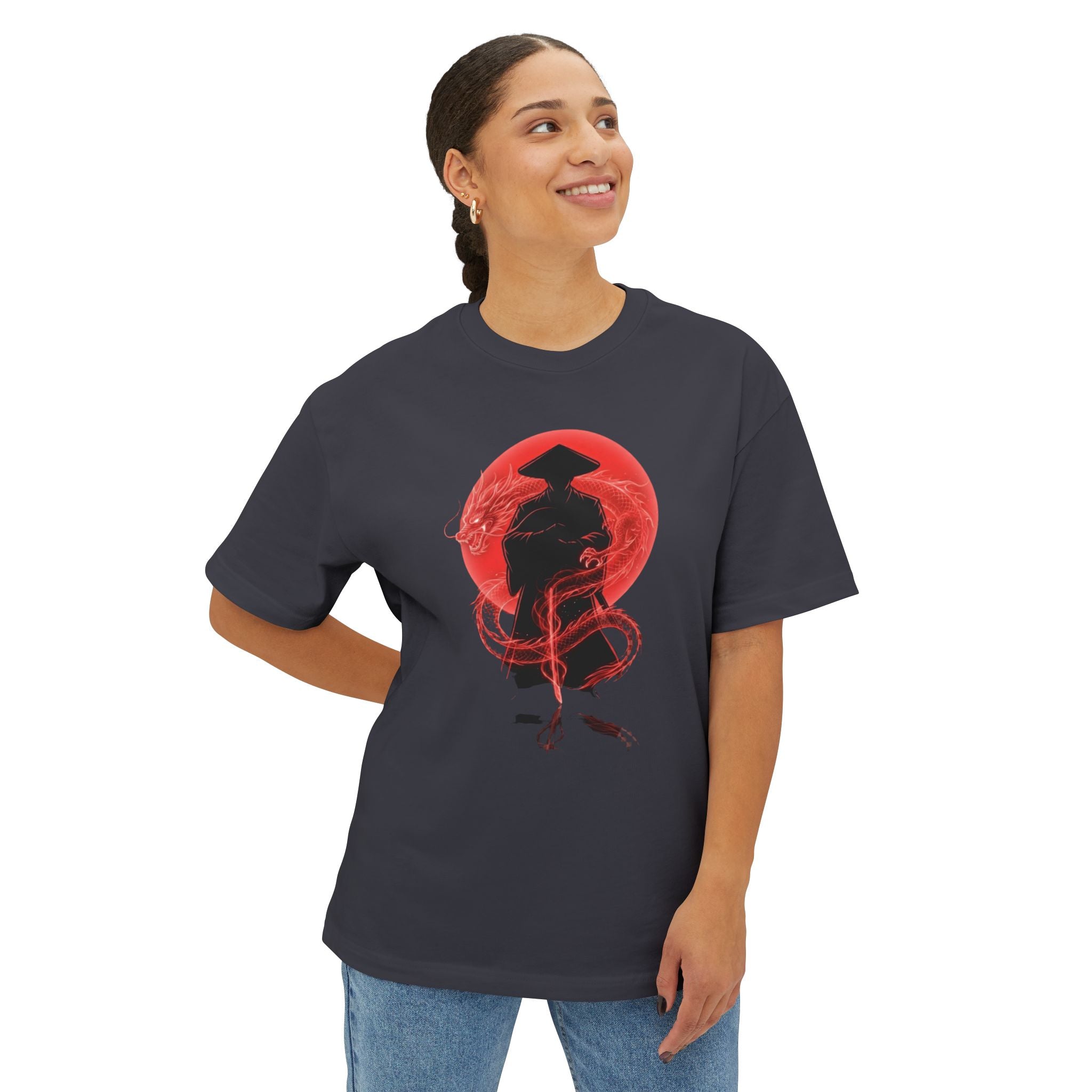 Red Moon Samurai Oversized Boxy Tee