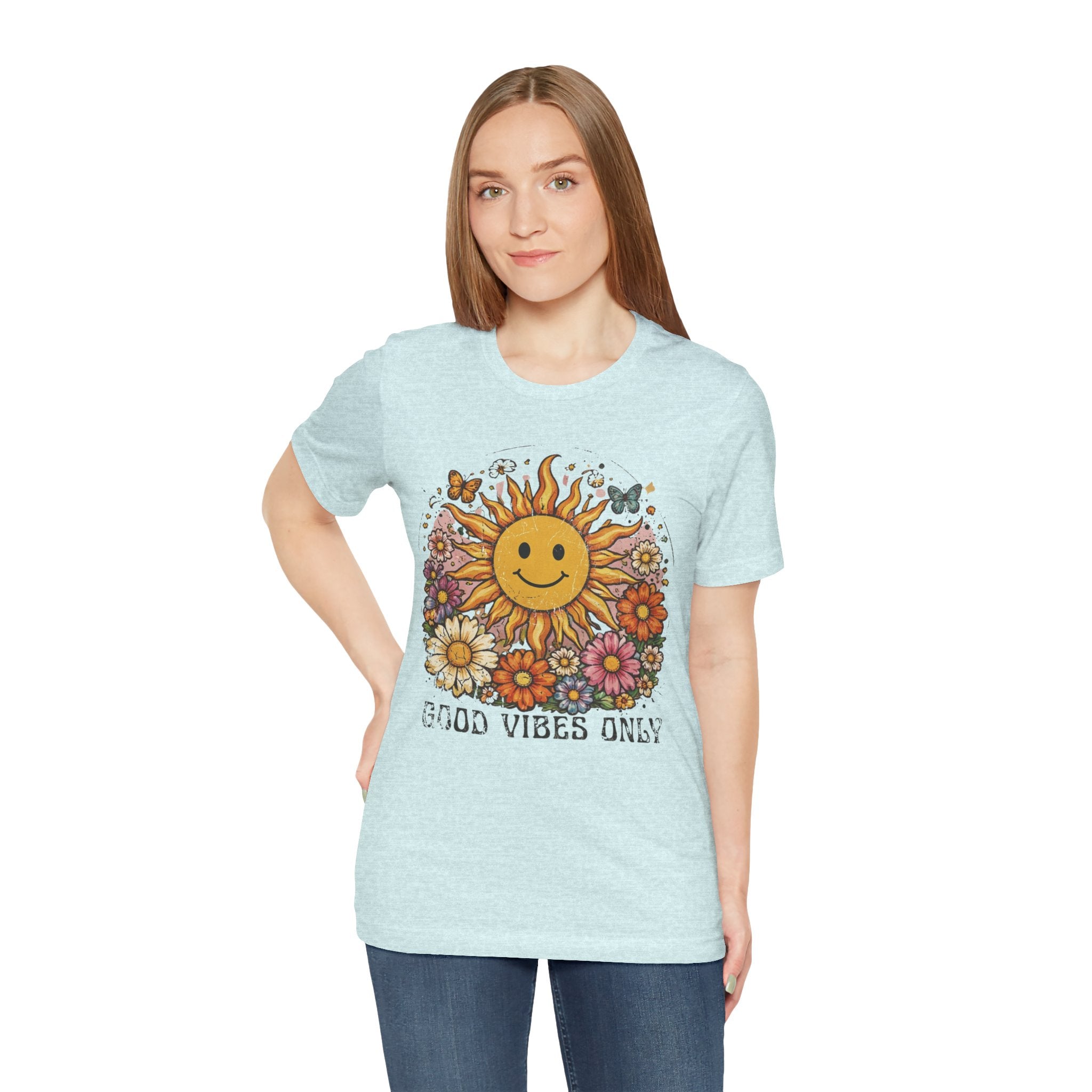 Good Vibes Only Sunflower Tee — Cute Retro Floral Graphic Shirt