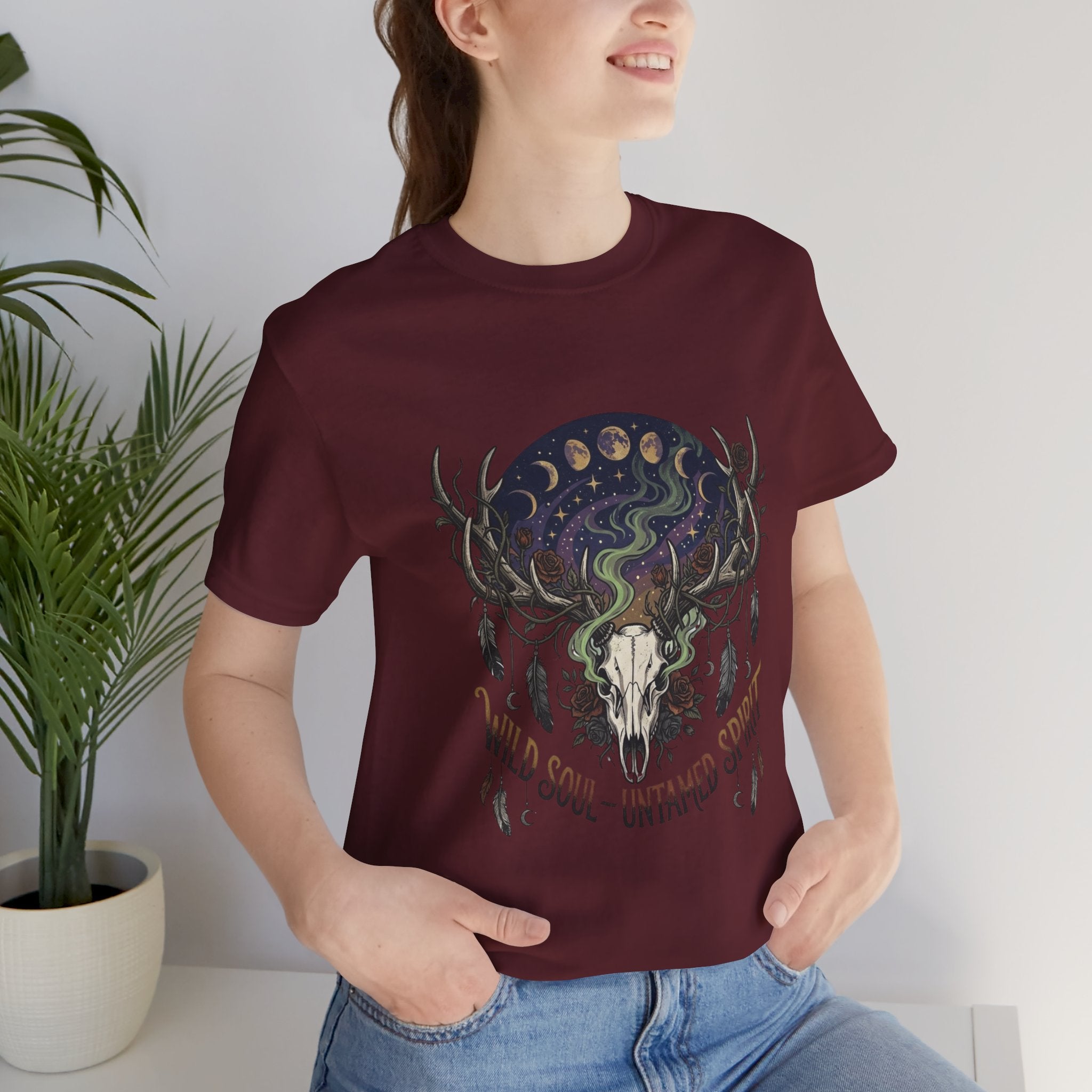 Wild Soul Tee — Boho Skull & Moon Graphic T-Shirt