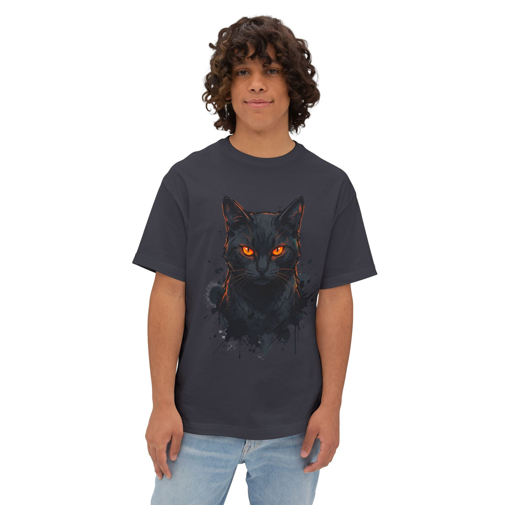 Black Cat Oversized Tee — Dark Instinct (Primal Circuit Collection)