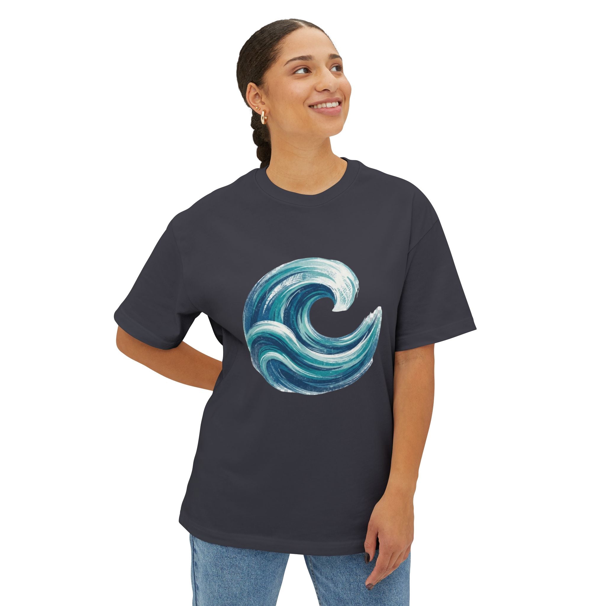 Ocean Wave Graphic Tee – Unisex Oversized Boxy Tee