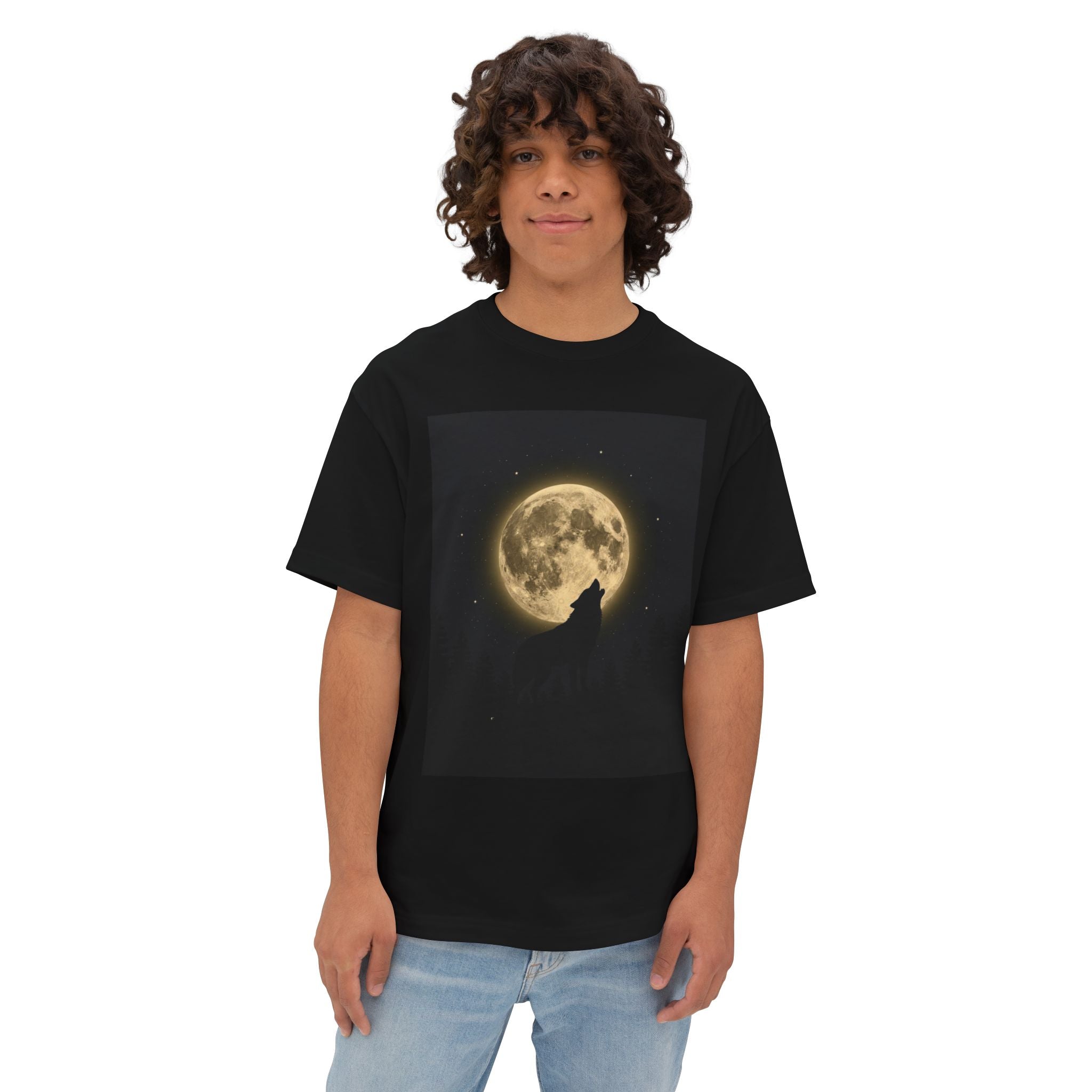 Moon Wolf Night Sky Tee — Aesthetic Wolf Graphic T-Shirt