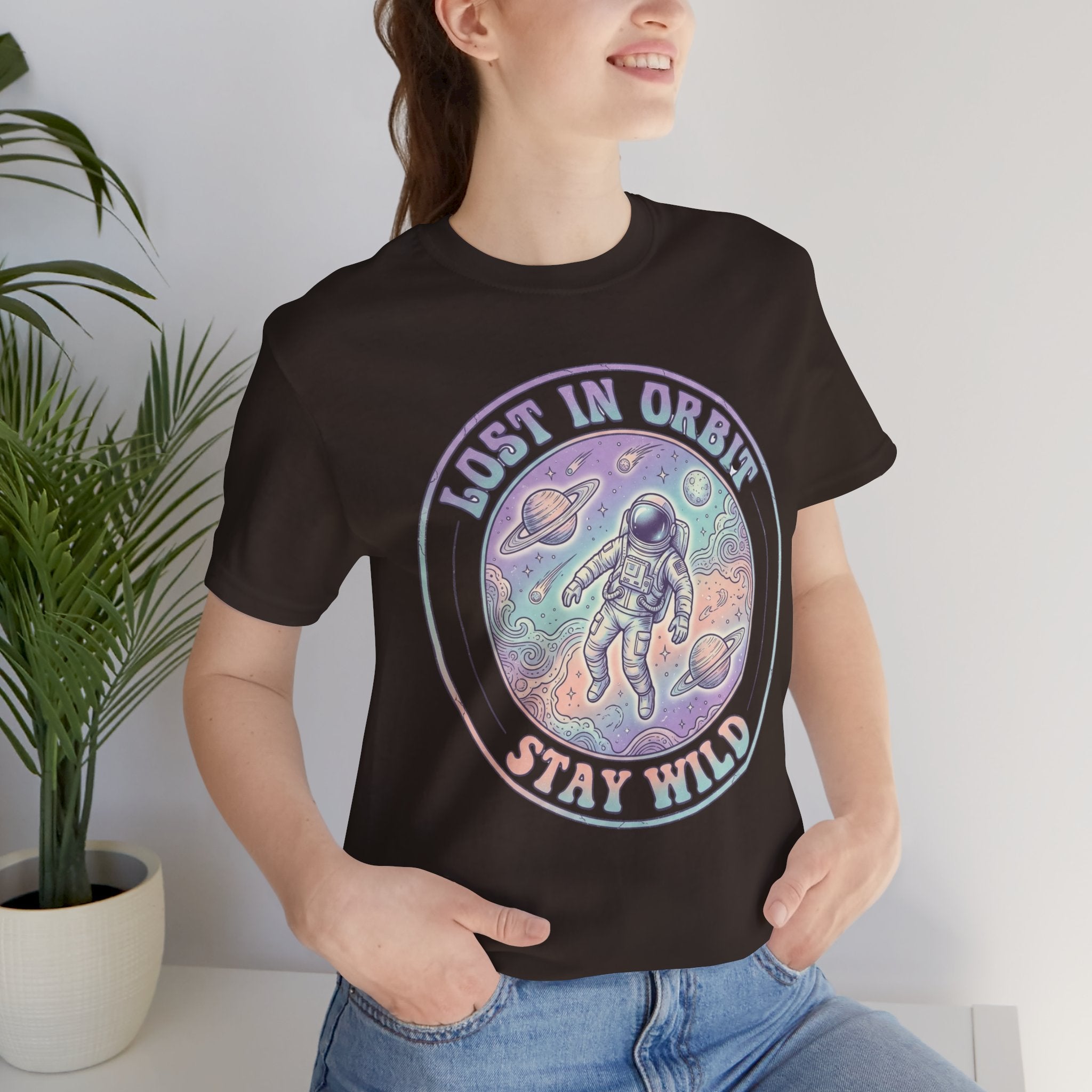 Astronaut T-Shirt — "Lost in Orbit Stay Wild" Vintage Space Tee