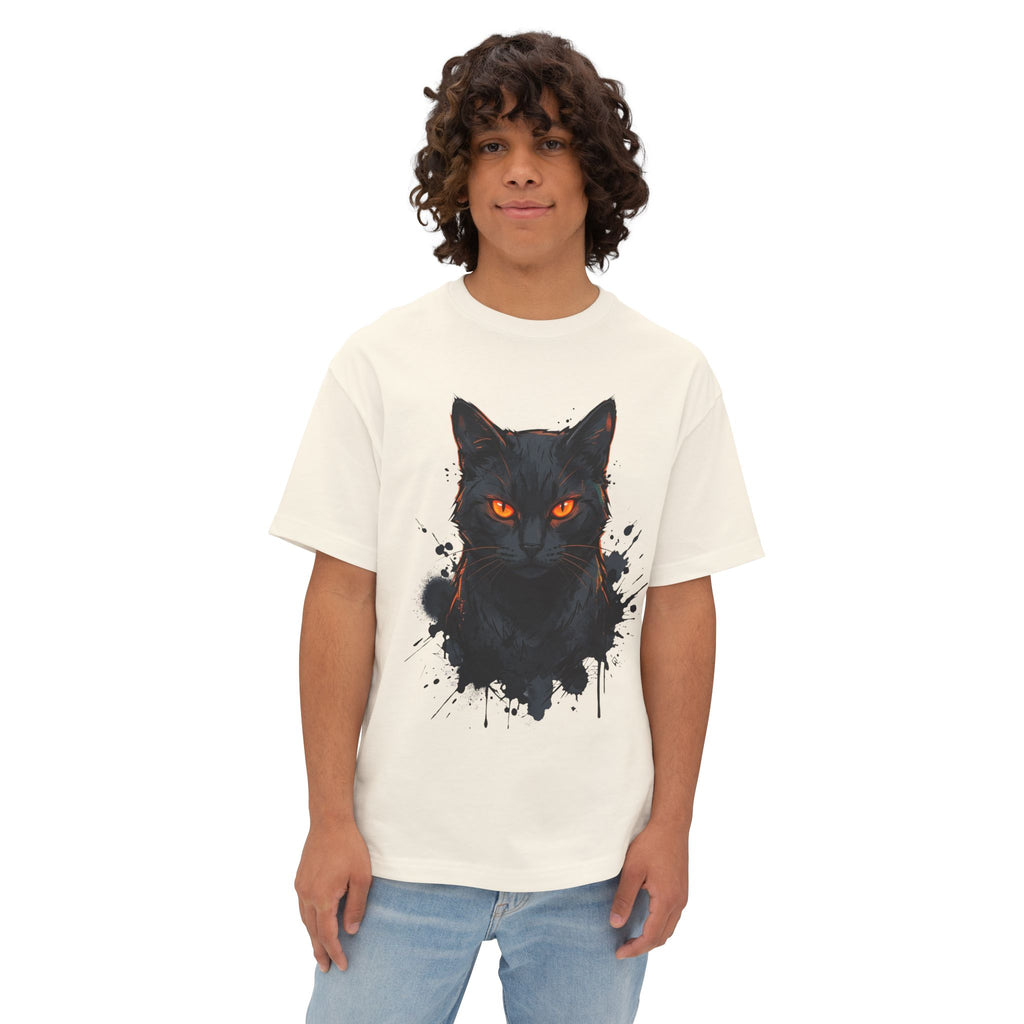 Black Cat Oversized Tee — Dark Instinct (Primal Circuit Collection)