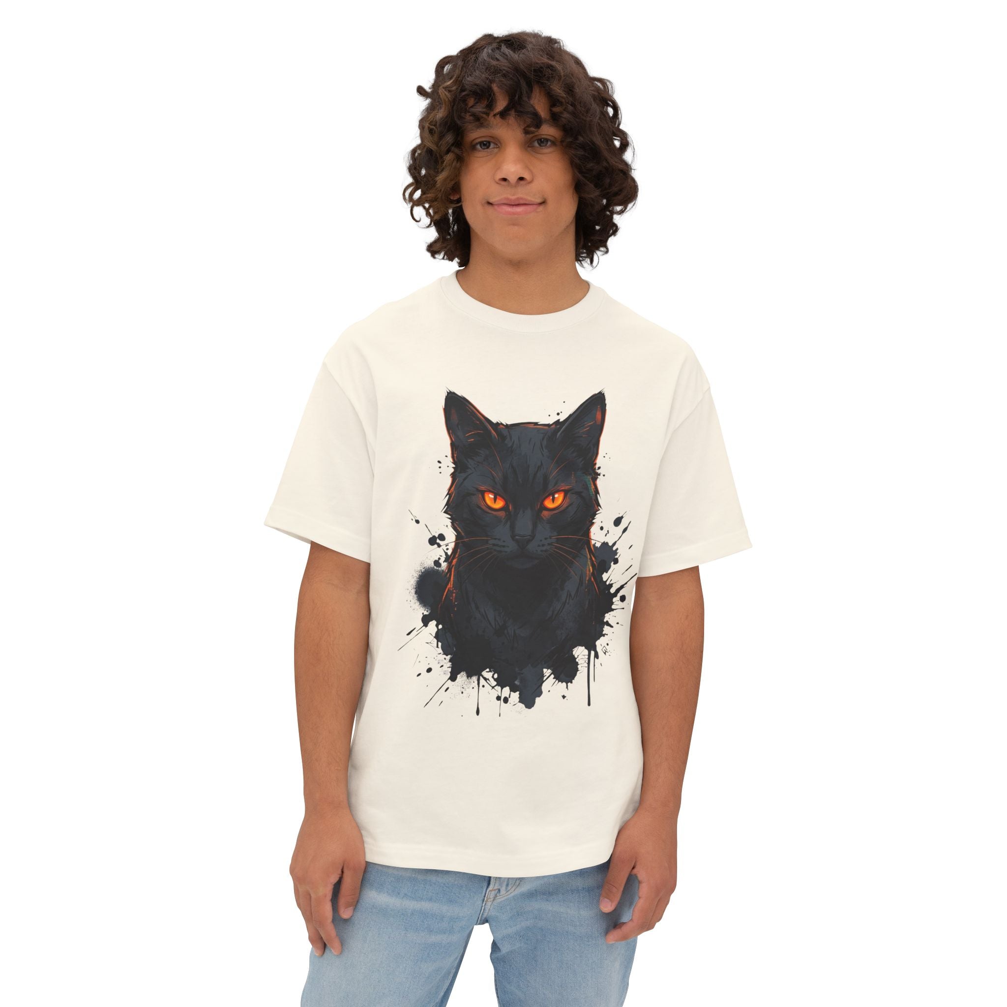Black Cat Oversized Tee — Dark Instinct (Primal Circuit Collection)