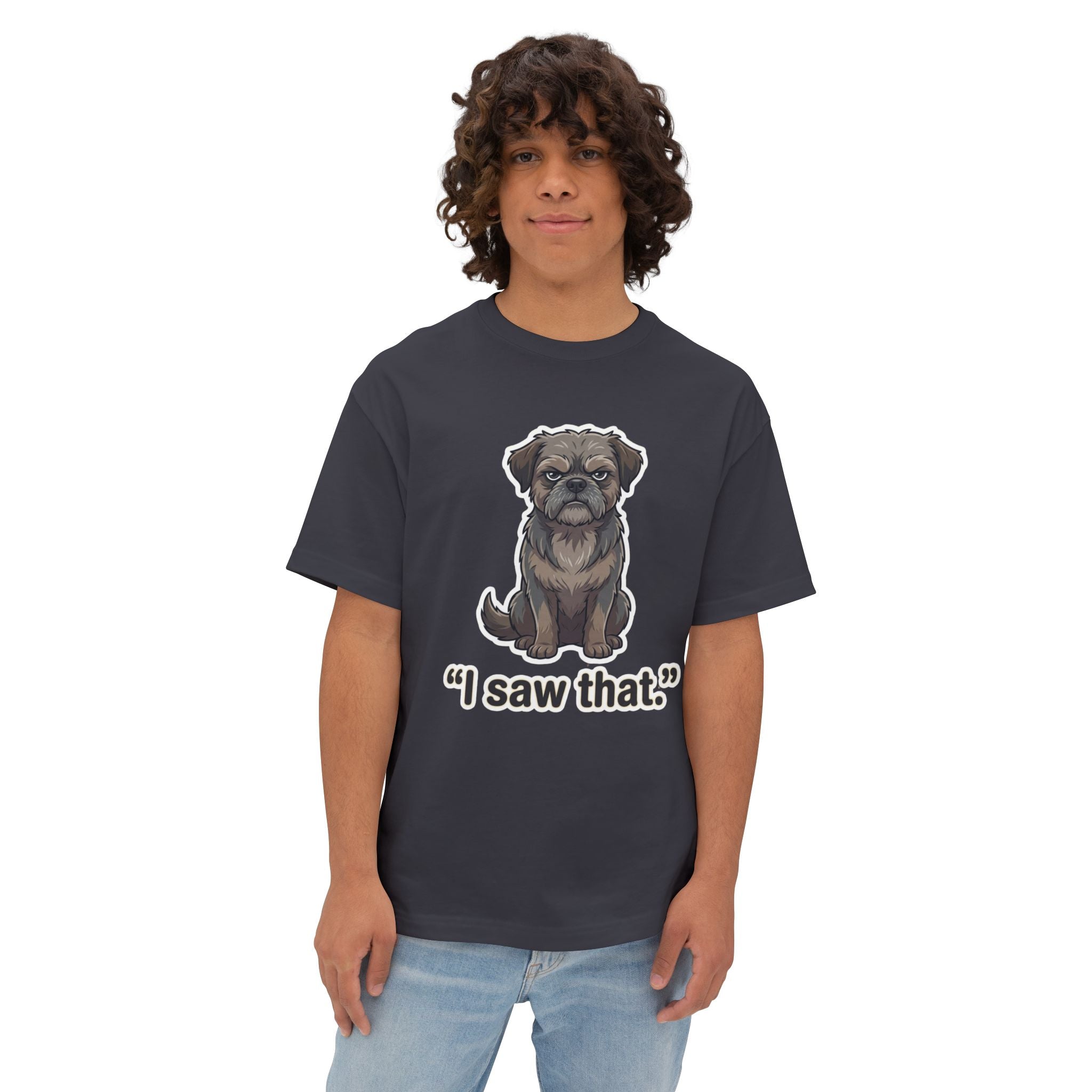 "I Saw That" Funny Dog Graphic Oversized Boxy Tee