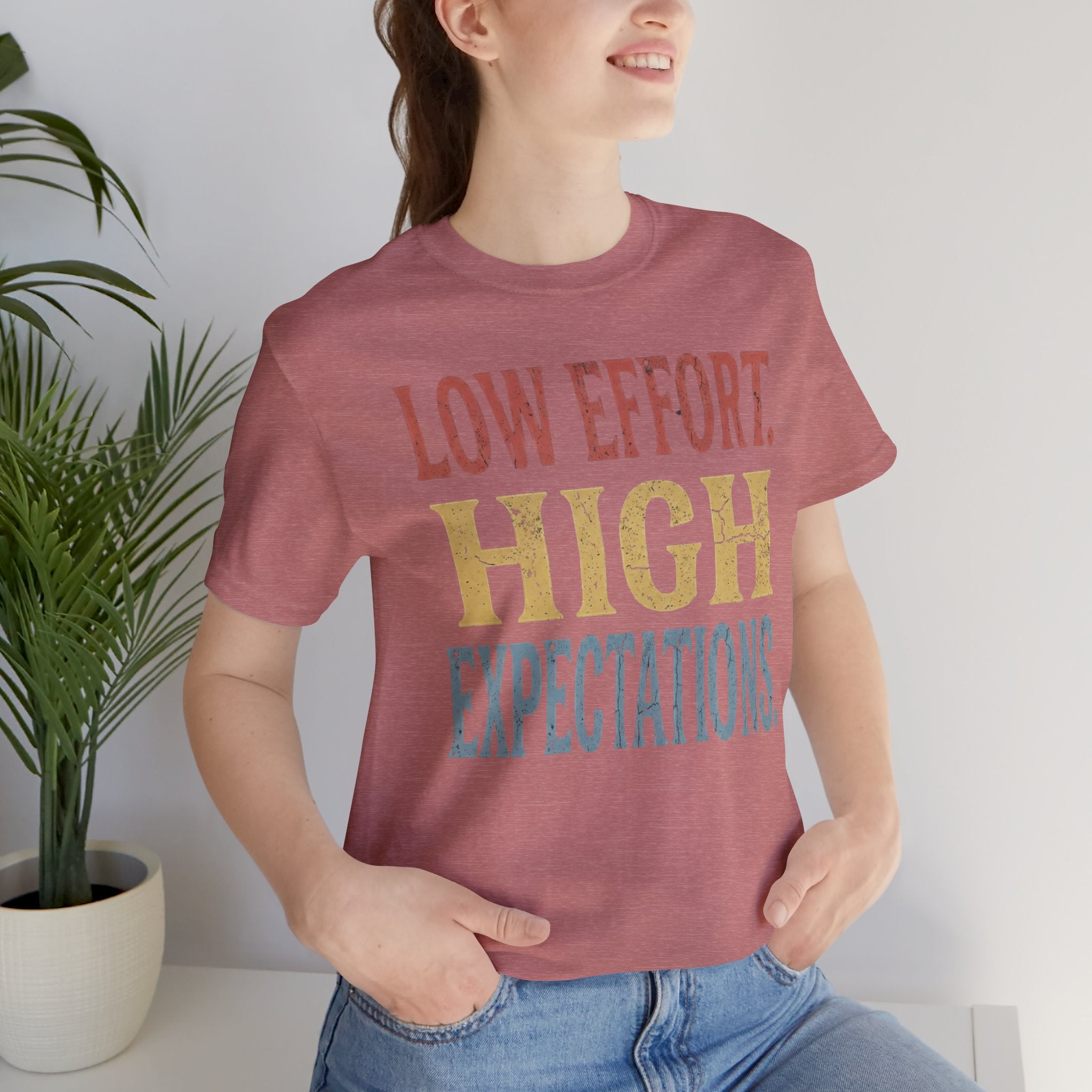 Low Effort, High Expectations Tee — Funny Sarcastic Vintage Distressed T-Shirt