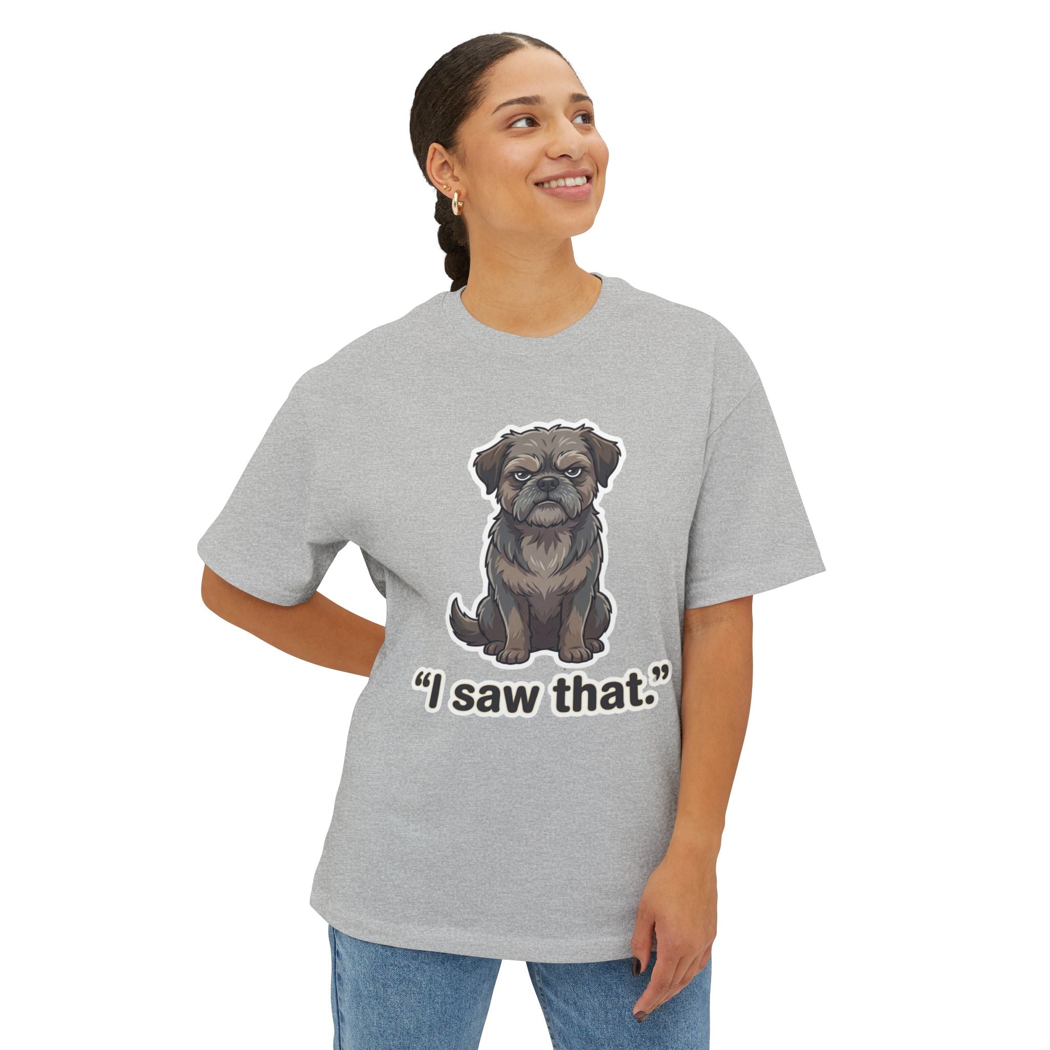 "I Saw That" Funny Dog Graphic Oversized Boxy Tee