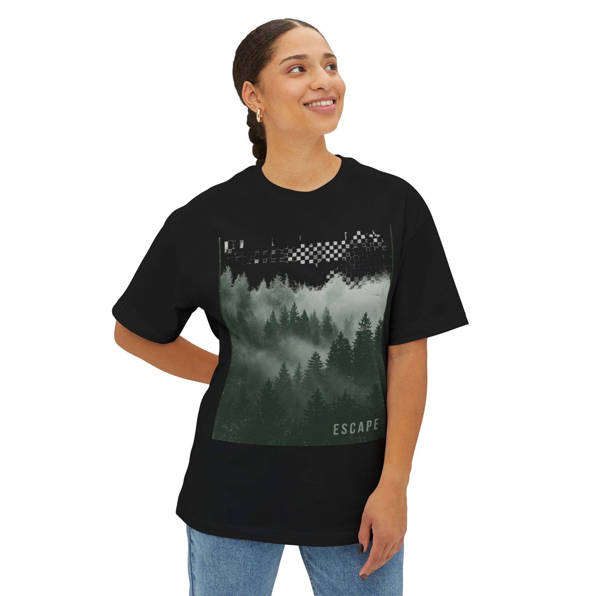Escape Minimal Forest Graphic Tee — Oversized Boxy Tee