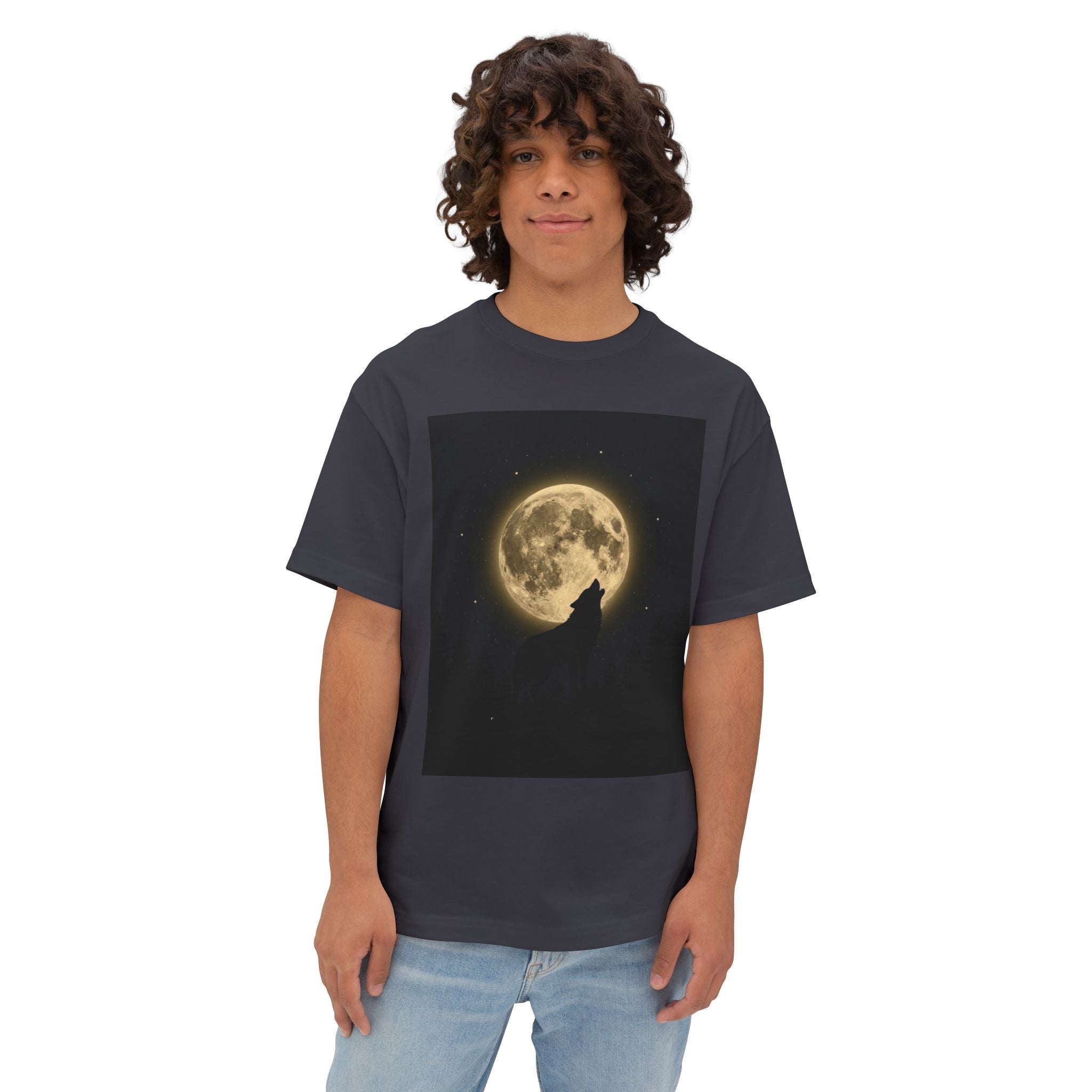 Moon Wolf Night Sky Tee — Aesthetic Wolf Graphic T-Shirt