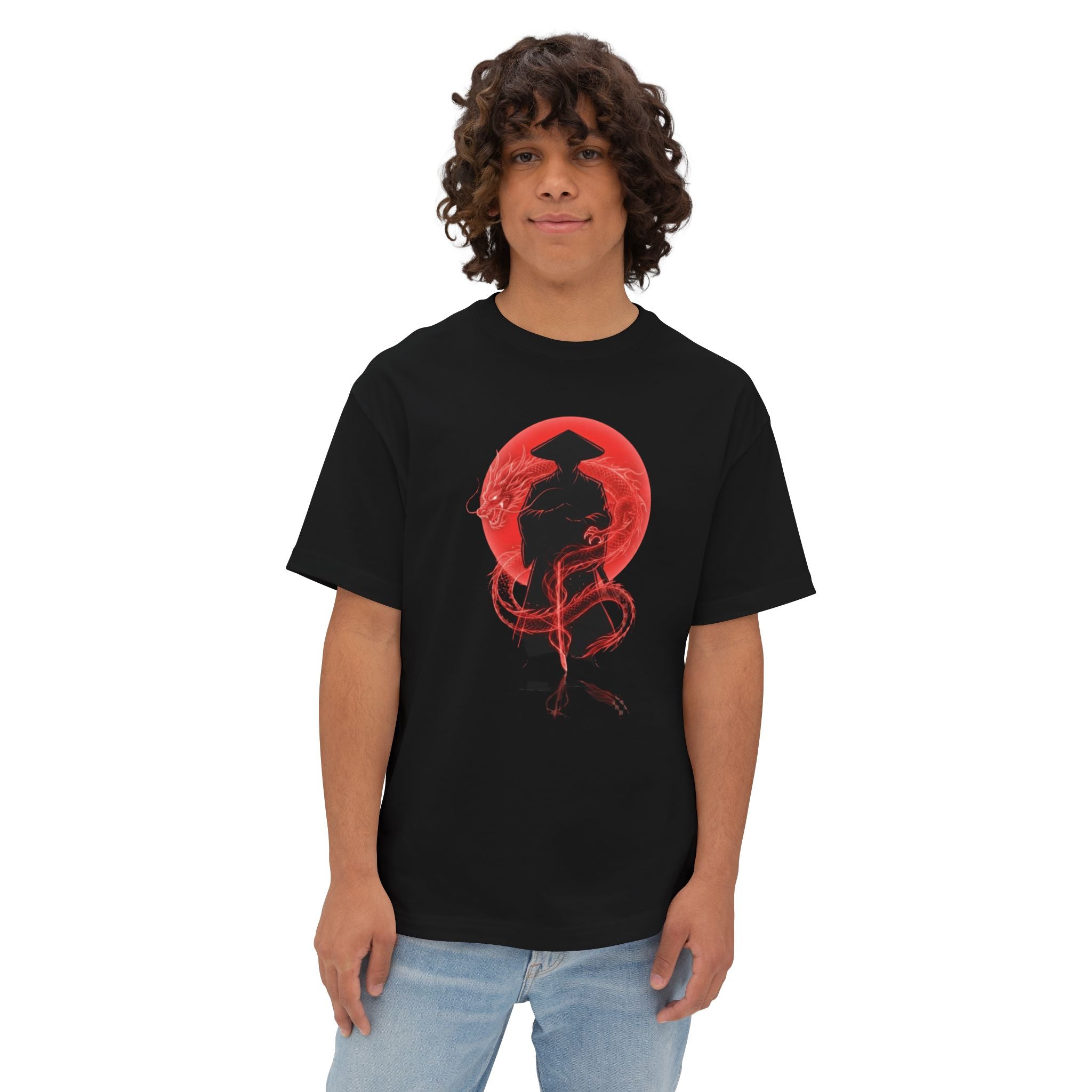 Red Moon Samurai Oversized Boxy Tee