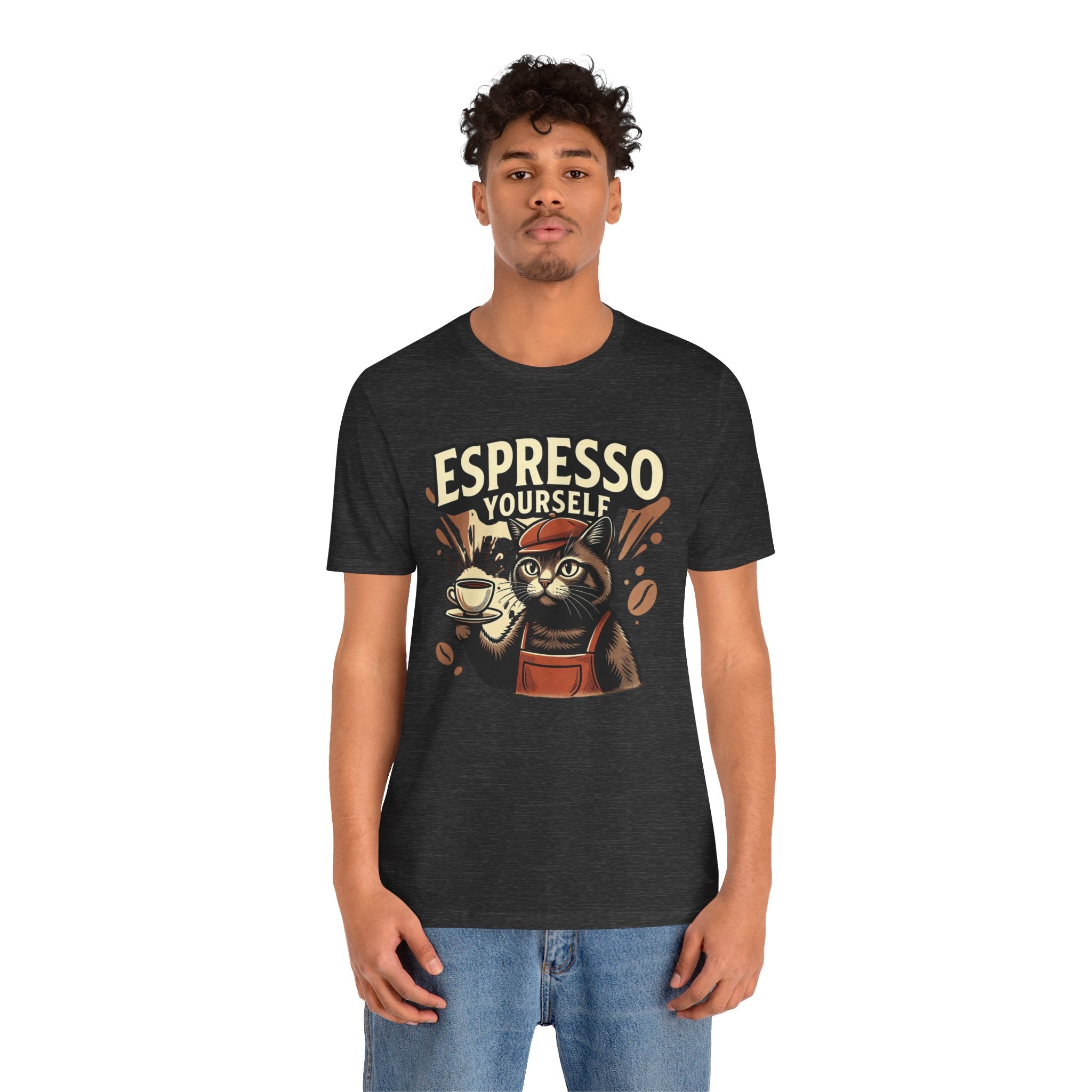 Espresso Yourself Cat T-Shirt — Funny Coffee Lover Tee