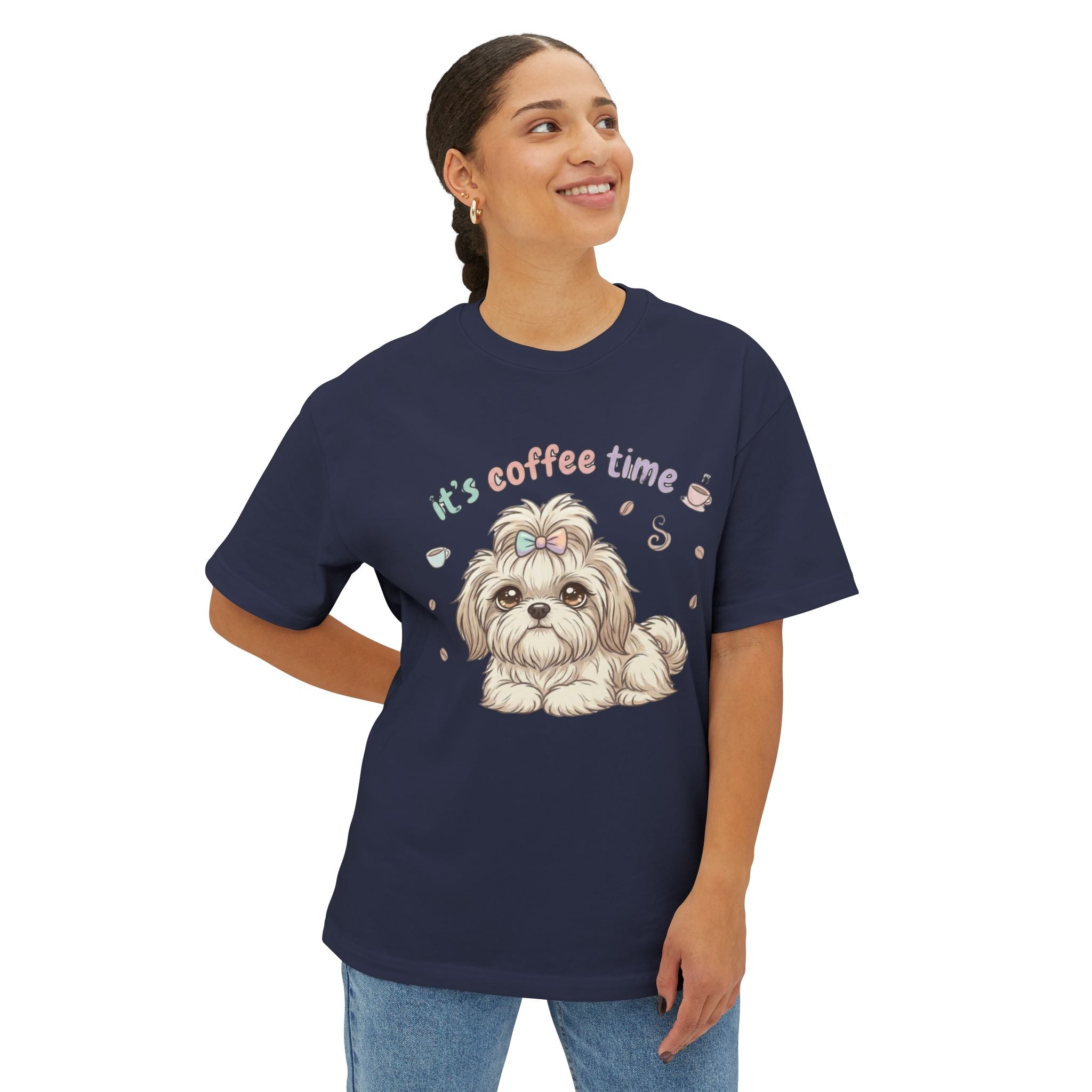 Shih Tzu 'It's Coffee Time' Oversized Tee
