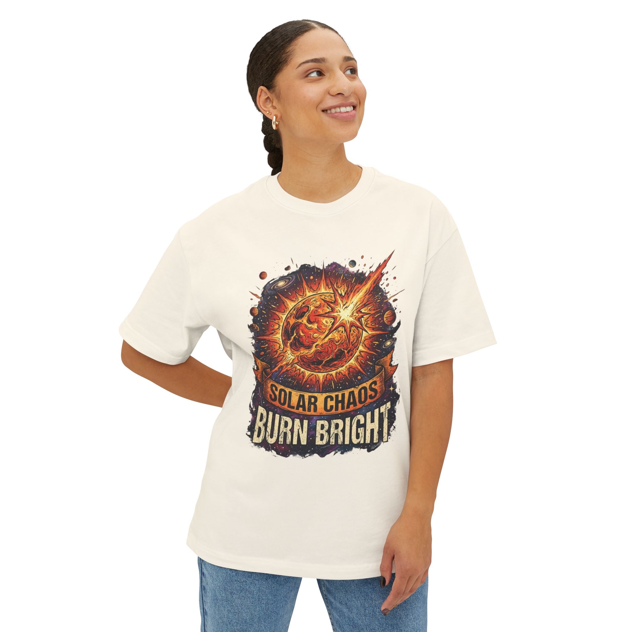 Solar Chaos "Burn Bright" Oversized Boxy Tee