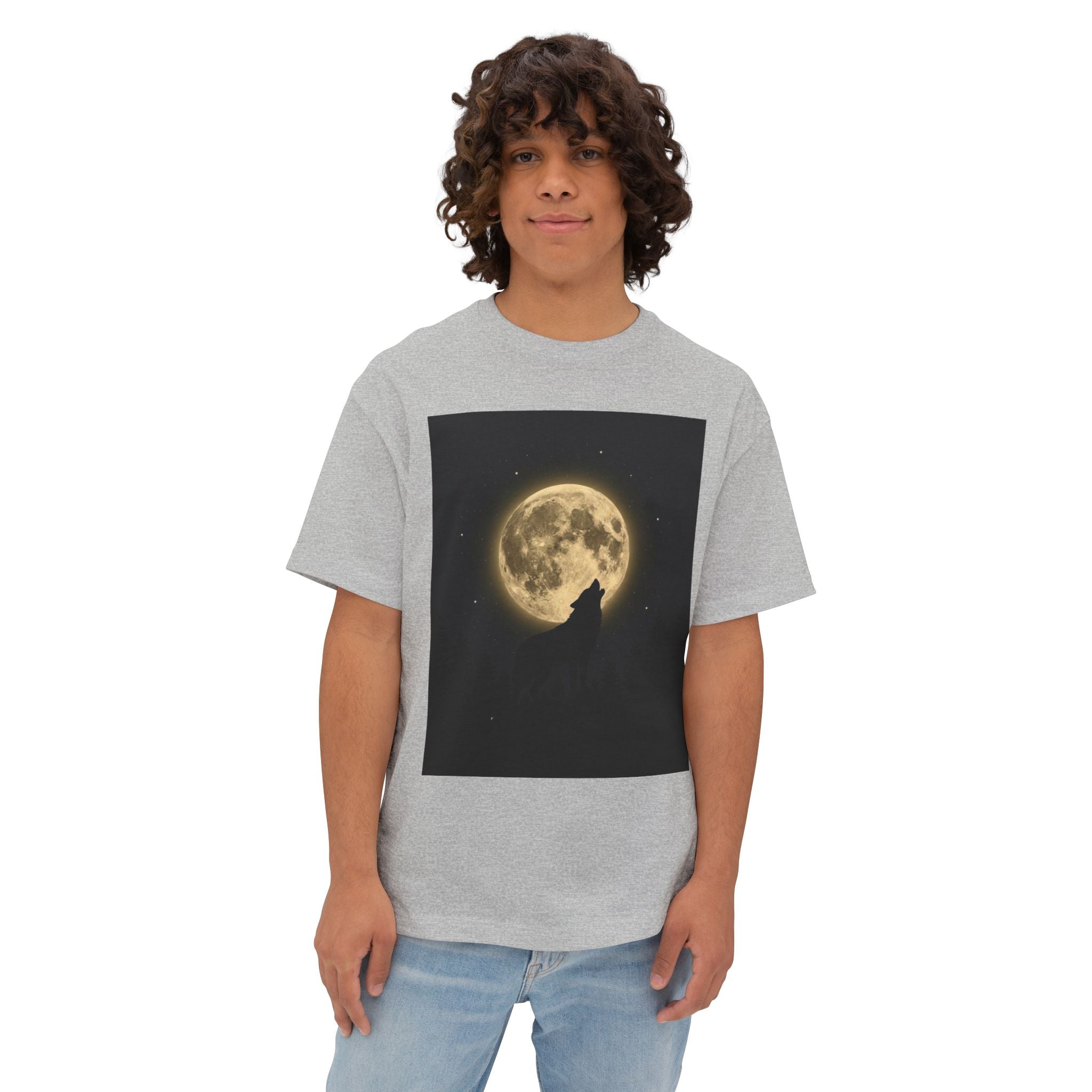 Moon Wolf Night Sky Tee — Aesthetic Wolf Graphic T-Shirt