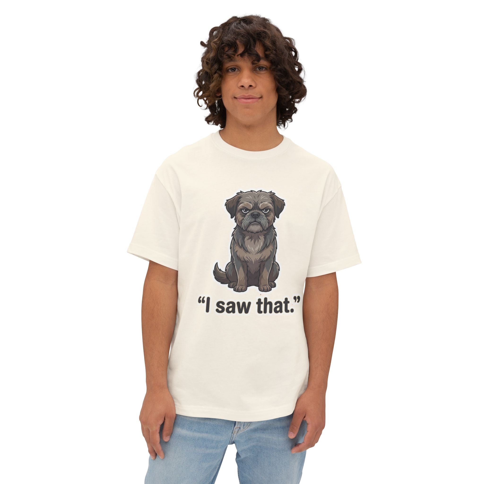 "I Saw That" Funny Dog Graphic Oversized Boxy Tee