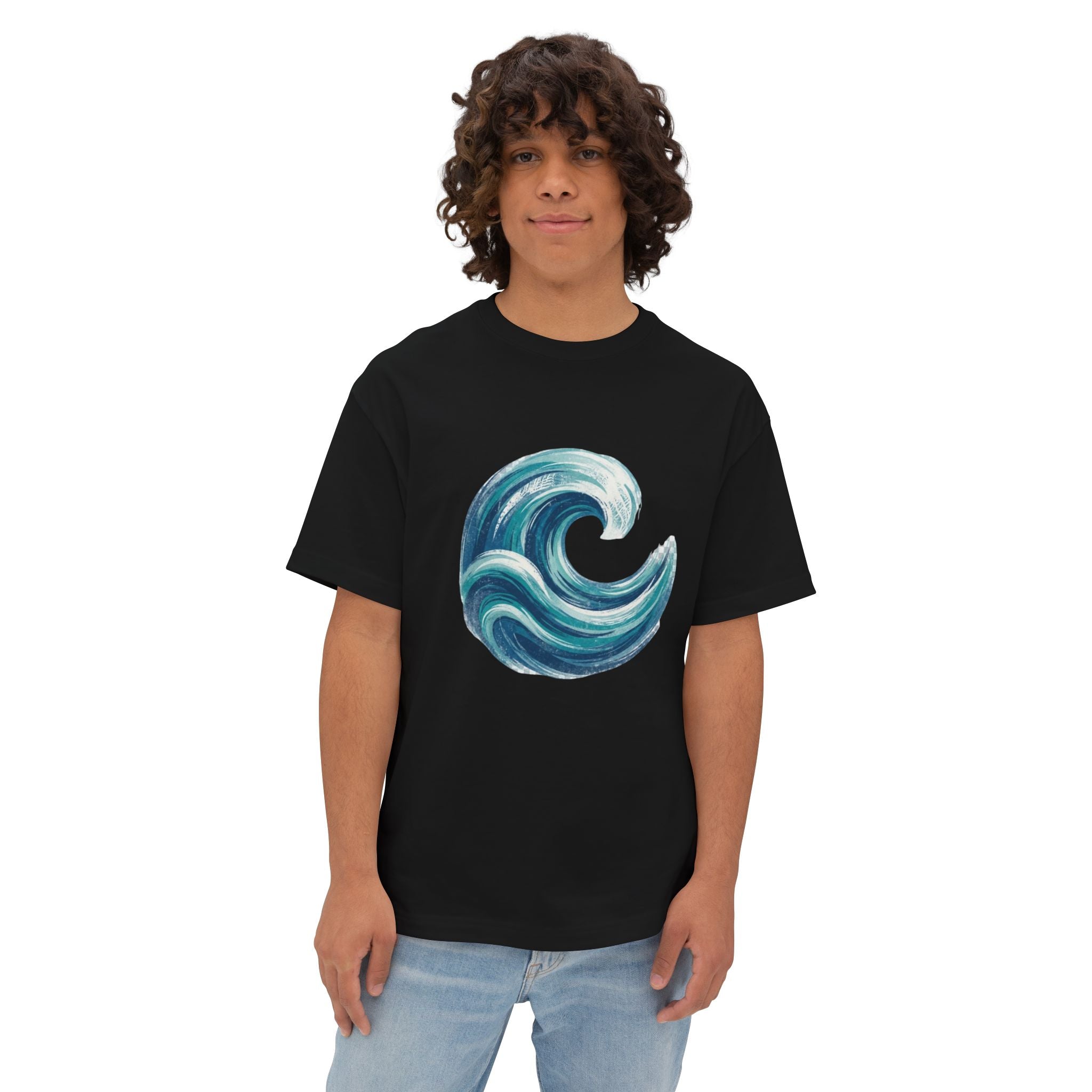 Ocean Wave Graphic Tee – Unisex Oversized Boxy Tee