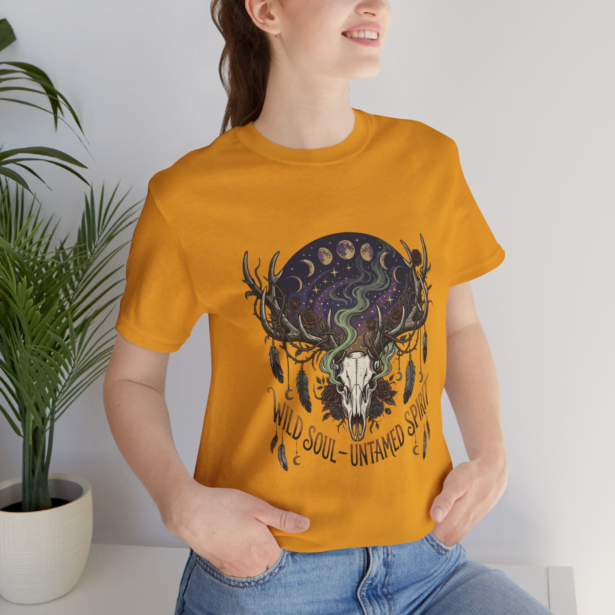 Wild Soul Tee — Boho Skull & Moon Graphic T-Shirt