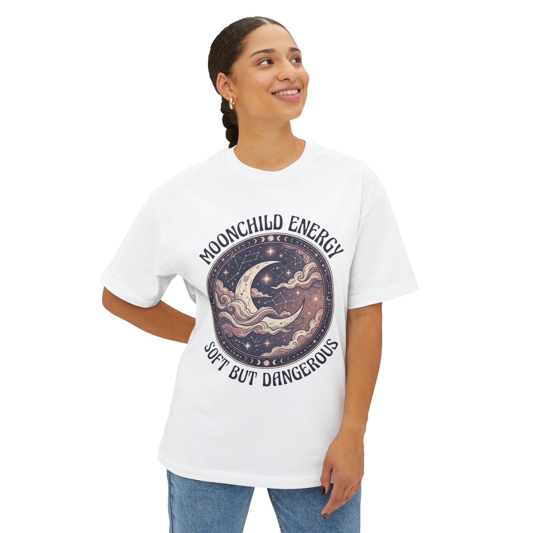 Moonchild Energy T-Shirt — "Soft but Dangerous" Oversized Boxy Tee