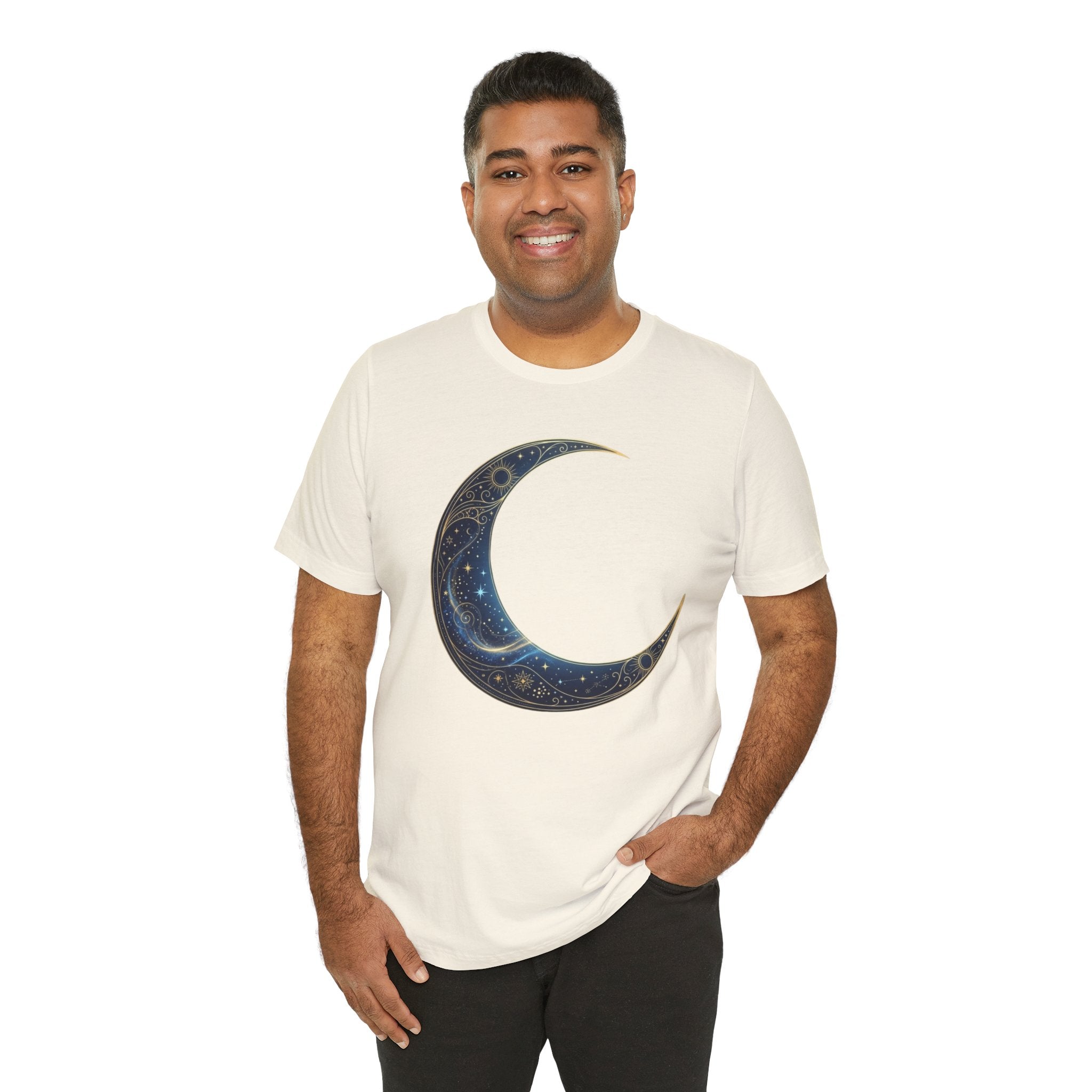 Crescent Moon Floral Tee — Celestial Night Sky Graphic T-Shirt