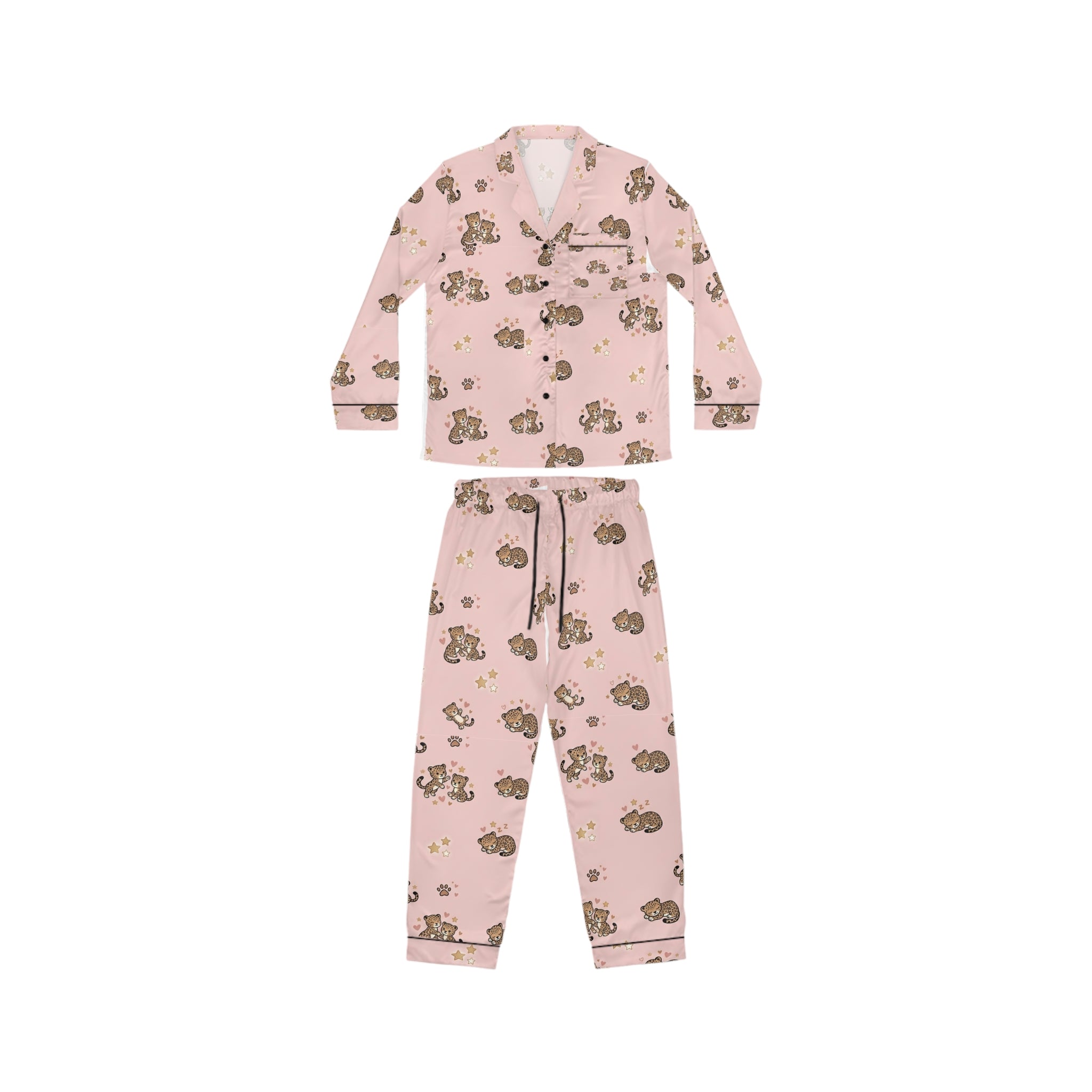 Blush Jungle Satin Pajama Set – Chic Women's Satin PJs