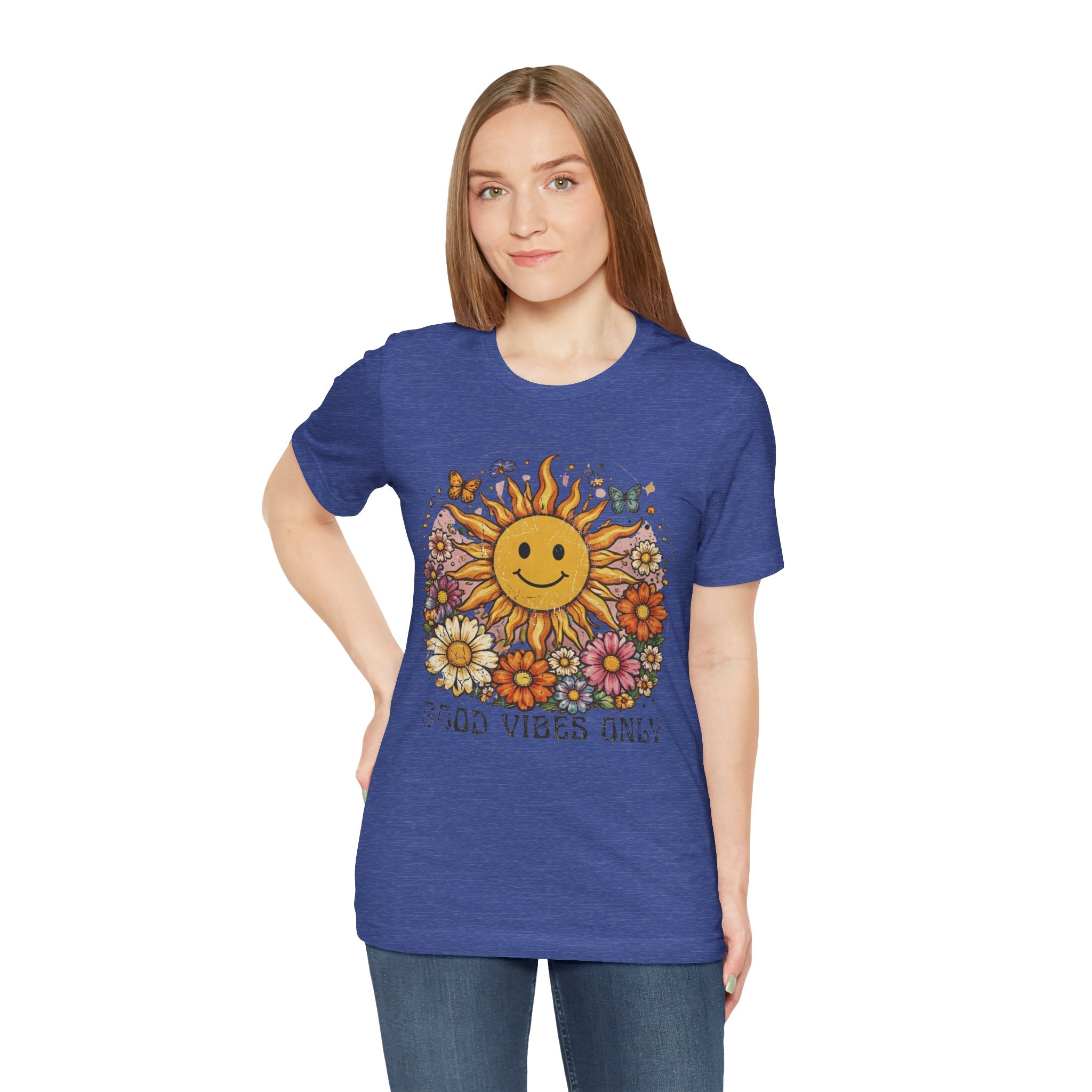Good Vibes Only Sunflower Tee — Cute Retro Floral Graphic Shirt